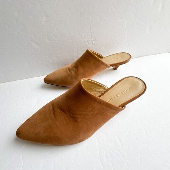 Jenni Kayne Walnut Brown Oiled Leather Kitten Heel Mule Size 36 - Picture 2 of 16